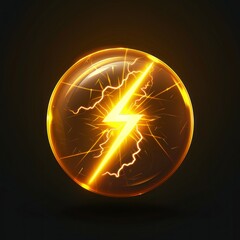 Yellow electric lightning bolt icon 