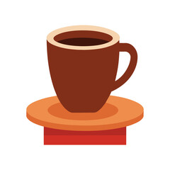 On the table are a coffee cup and a plate. Vector art for banners, posters, and card