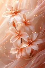 Delicate Peach Lilies With Golden Gleam