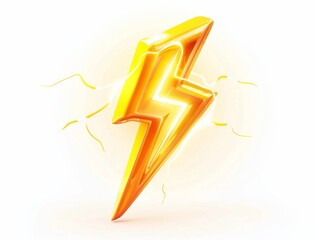 Yellow electric lightning bolt icon 
