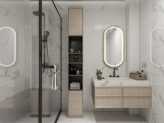 baño de diseño moderno y con azulejo porcelanico 