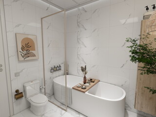 ba&ntilde;o de dise&ntilde;o moderno y con azulejo porcelanico 