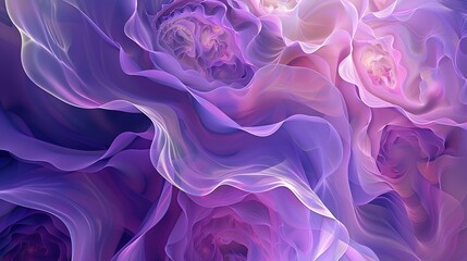 Fototapeta premium An abstract digital artwork with layers of translucent lavender shapes, creating a sense of depth and movement.