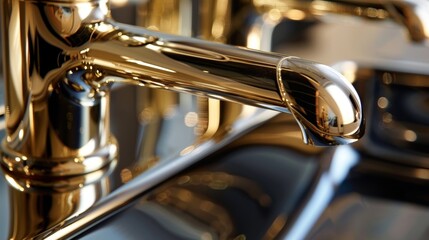 The reflective surface of a faucet showcasing the true beauty and sleekness of polished brass