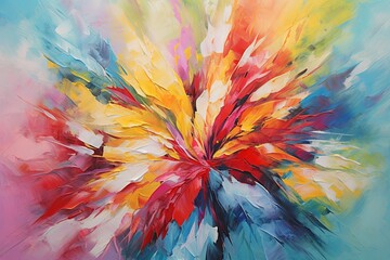 Vibrant Oil Painting: A Splash of Colors" Description: This oil painting bursts with vibrant hues