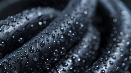 A closeup shot of a textured rubber tubing reveals a glossy surface with tiny beads creating a sleek and shiny texture