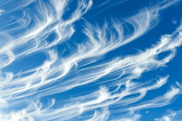 Diverse cloud formations against a vivid blue sky background creating captivating shapes