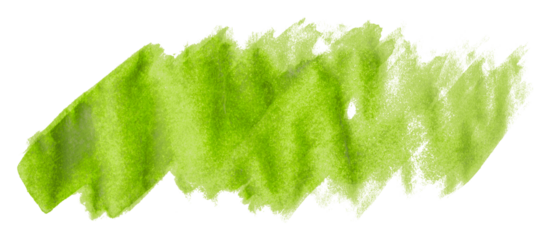 Green brush strokes isolated on transparent background.