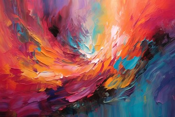 Vibrant Oil Painting: A Splash of Colors" Description: This oil painting bursts with vibrant hues