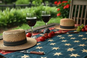 Fototapeta premium a picnic blanket with a patriotic pattern 