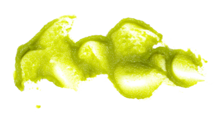 Wasabi paste spread isolated on white, top view, clipping