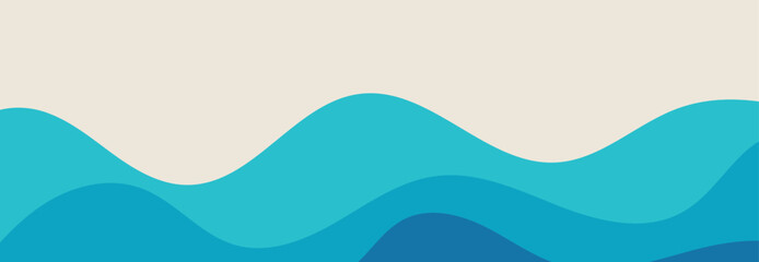 Vector layered blue water wave banner template	