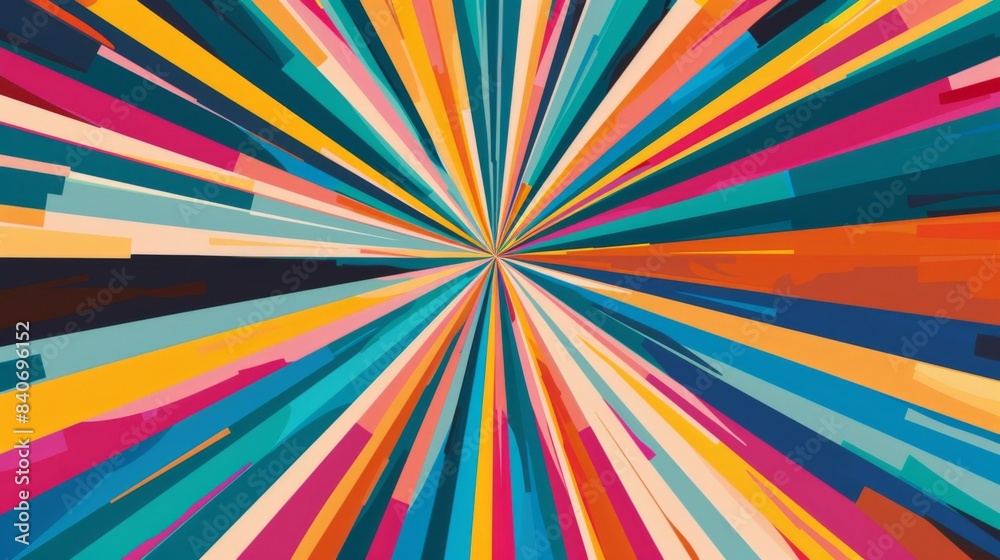 Aufkleber An abstract background with a burst of radial lines in vibrant colors, emanating from the center. The energetic design creates a sense of movement and excitement