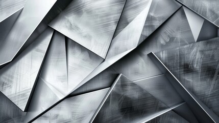 An abstract metallic background with brushed silver textures and geometric shapes. The sleek and modern design conveys a sense of elegance and industrial sophistication