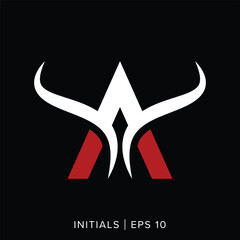 Horn initial letter A logo template, horn initial A logo element, vector A horn initial logo