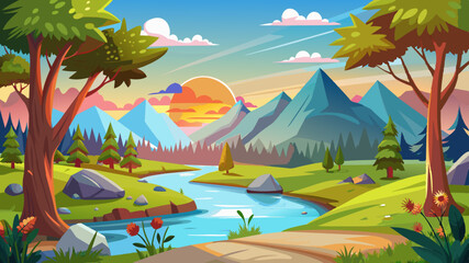 natural environment of a beautiful vector background illustration