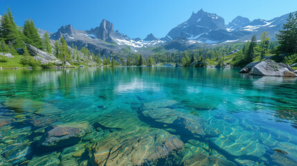 Serene Mountain Lakes with Clear Waters