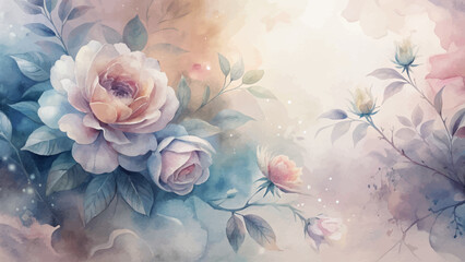 Watercolor flower background in pastel shades
