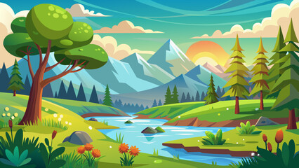 natural environment of a beautiful vector background illustration