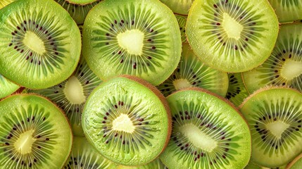 Fresh Kiwi Slices with Vibrant Green Color