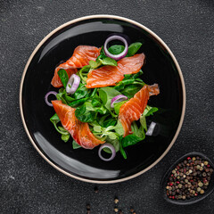 salmon salad appetizer meal food snack on the table copy space food background rustic top view keto or paleo diet vegetarian food