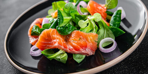 salmon salad appetizer meal food snack on the table copy space food background rustic top view keto or paleo diet vegetarian food