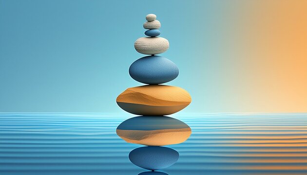 abstract composition with balancing rocks balance of body and mind