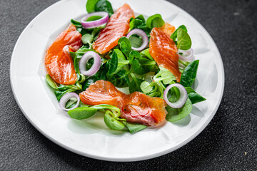 salmon salad appetizer meal food snack on the table copy space food background rustic top view keto or paleo diet vegetarian food