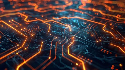 Futuristic technology patterns with interconnected circuits and glowing elements, creating a modern and detailed digital background