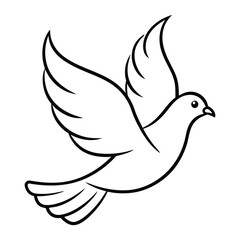 dove flying lineart vector illustration on white background 