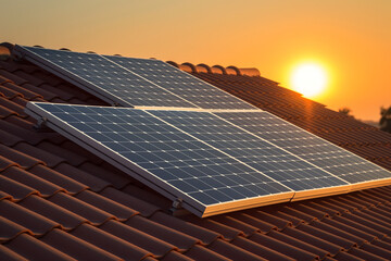solar panels on a roof, Step into the world of renewable energy with this captivating image featuring solar panels on the roof of a home