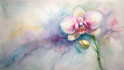 Minimalist watercolor background of orchid flowers