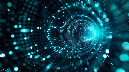 Digital vortex with luminous lines and dynamic motion, creating a visually engaging and futuristic high-tech background