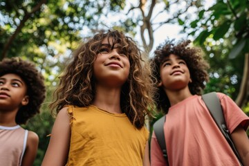 Obraz premium Young kids gathered together, standing in a line or formation