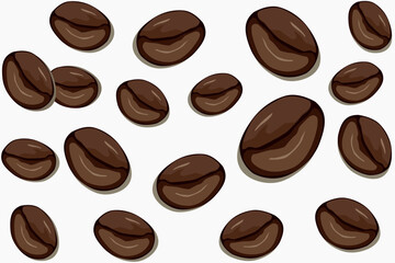 Abstract vector coffee beans patern white background.