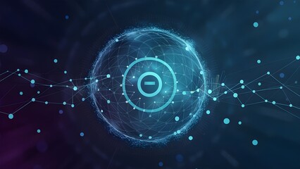 A blue technology background with a minus sign round center, computer technology background, technology abstract background