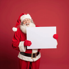 Naklejka premium Fond de Noël avec Père Noël et panneau blanc pour texte ou produit