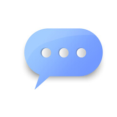 3D message bubble icon Vector. Blue chat symbol. Communication concept design. Speech balloon graphic.