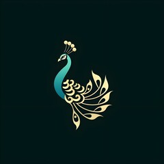 Fototapeta premium Illustration of a Peacock black background 