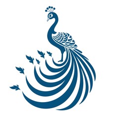 Fototapeta premium Blue Peacock feather vector illustration on a white background 