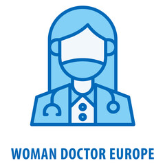 Woman Doctor Europe Icon simple and easy to edit for your design elements