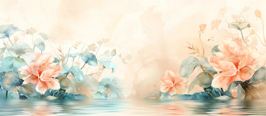 Elegant Floral Scene with Soft Pink Blossoms in a Dreamy Atmosphere