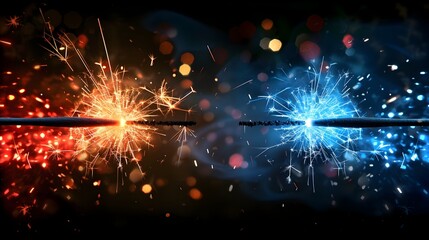 Vivid Red White and Blue Sparklers Light Up the Night with Patriotic Fervor