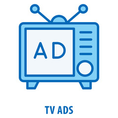 TV ads Icon simple and easy to edit for your design elements