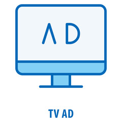TV ad Icon simple and easy to edit for your design elements