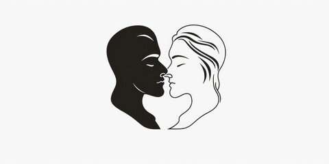A pair of people standing together, looking at each other