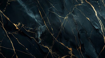 Black marble luxury, deep ocean color with gold streaks, full focus, website background, design template 