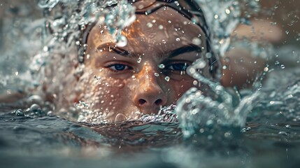 Swimmer Doing Backstroke in Pool with Underwater View