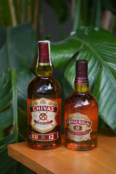 Bucharest, Romania 1 June 2024.Bottles of brand Chivas Regal blended scotch whisk.
