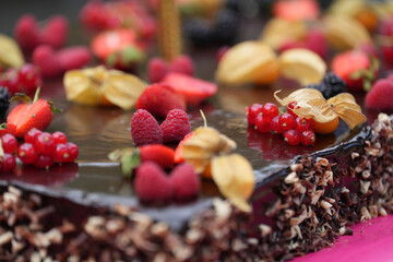 christmas cake with berries